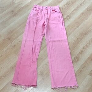 Barbie Pink Shein Straight Leg High Waist Jeans Size 26 Baggy Distressed